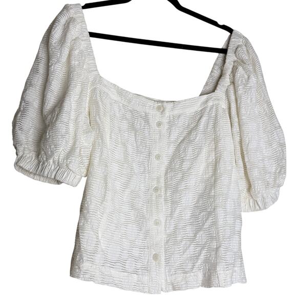 Ted Baker London Burnout Top Blouse Women 6 US16 White Designer Cottagecore Bobo - Picture 1 of 13